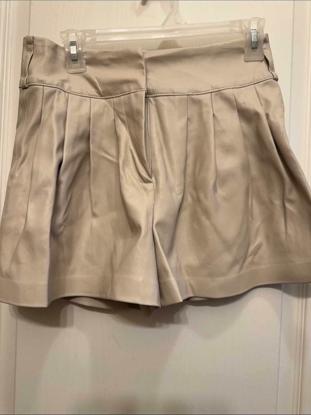 Blank NYC High-Waist Pleated Shorts in Light Beige